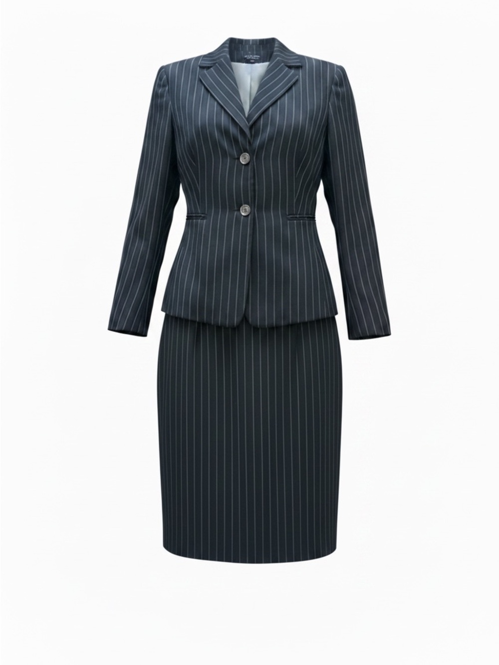 Vintage Signature Larry Levine Blue Pinestriped Blazer Elegant Tailored 2 Piece